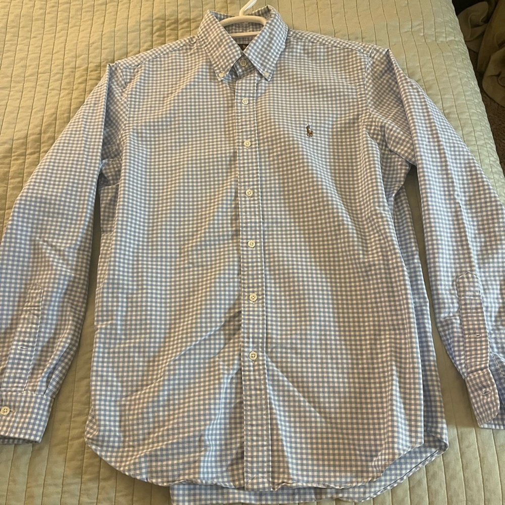 Ralph Lauren - light blue and white plaid casual button down